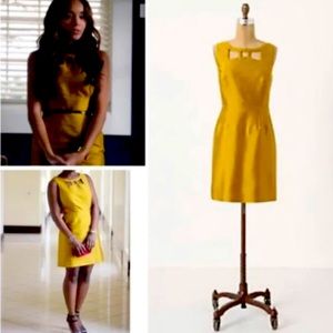 Anthropologie Maeve Chardonnay Sheen Gold Cutout Mini Dress Size 0